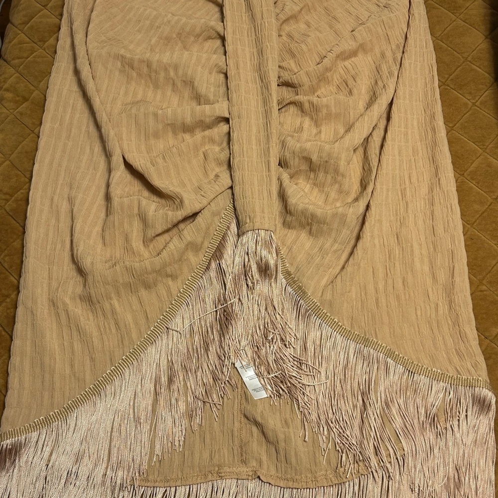 PrettyLittleThing Tan High Low Skirt
